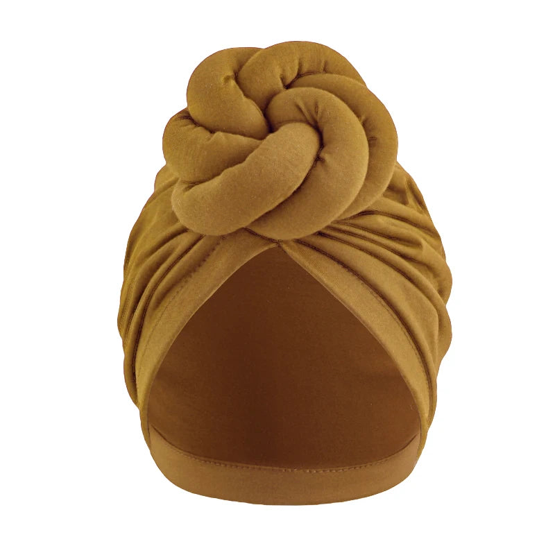 Women's Fashion Turbans New Large Plate Flower Knotted Turban Cotton Chemo Cap Headscarf Beanie Hat Headwear Turbante Mujer