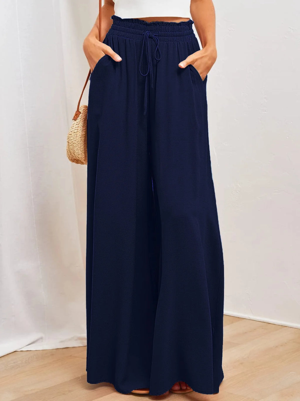2026 Summer Comfortable Loose Wide Legs Trouser Women' S Pants Casual Simple Style All-match Holiday Vacation Fashion Chic Beach