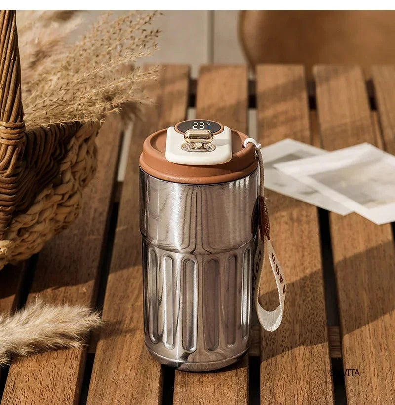 450ML LED Temperature Display Thermo Water Bottle Stainless Steel Coffee Cup Travel Vacuum Flask Keep Cold and Heat Thermal Mug
