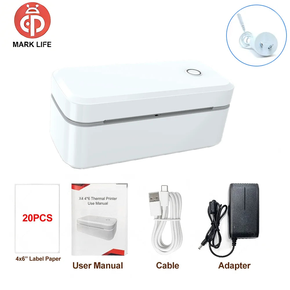 Marklife Thermal Label Printer X4 Small Shipping Label Printer For 4x6 Packages Printing Bluetooth & Automatic Label Recognition