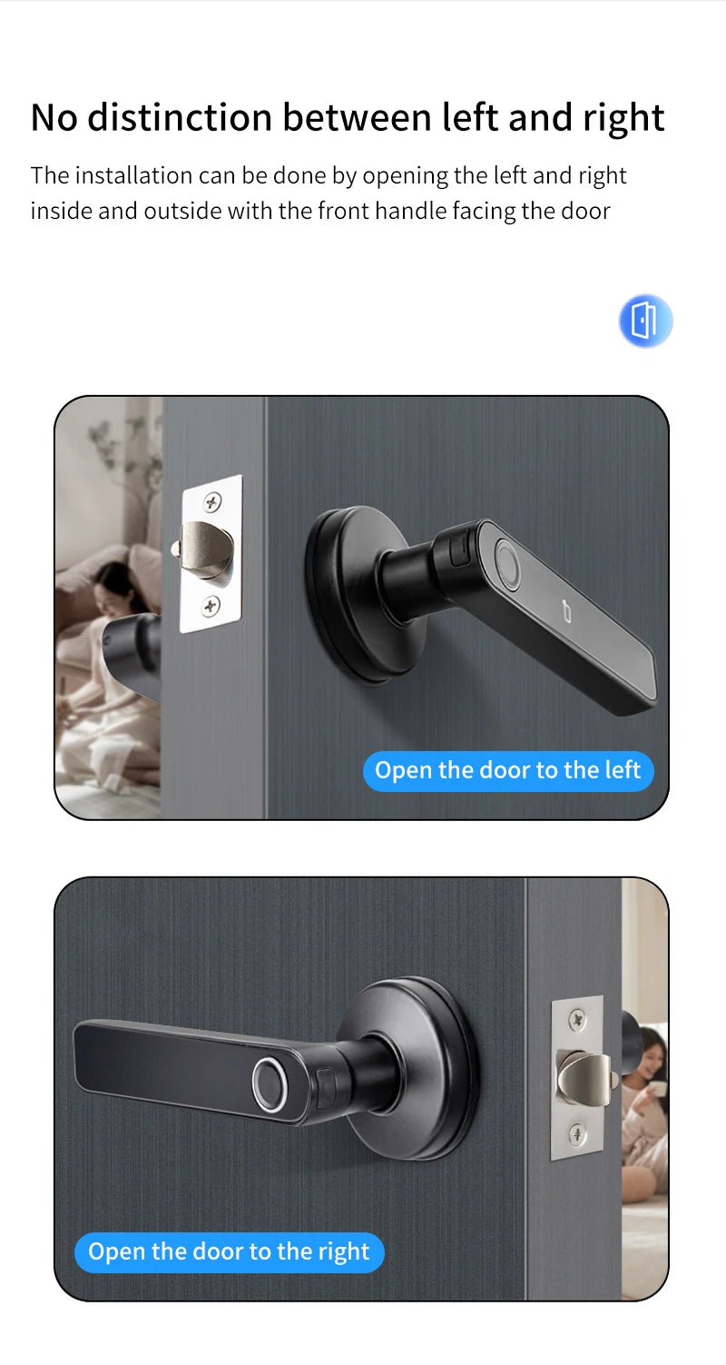 M5 Tuya BLE Fingerprint Door Lock Smart Digital Electronic Lock with Password/Key/IC Card(Optional)/ Smartlife/ Tuya APP Unlock