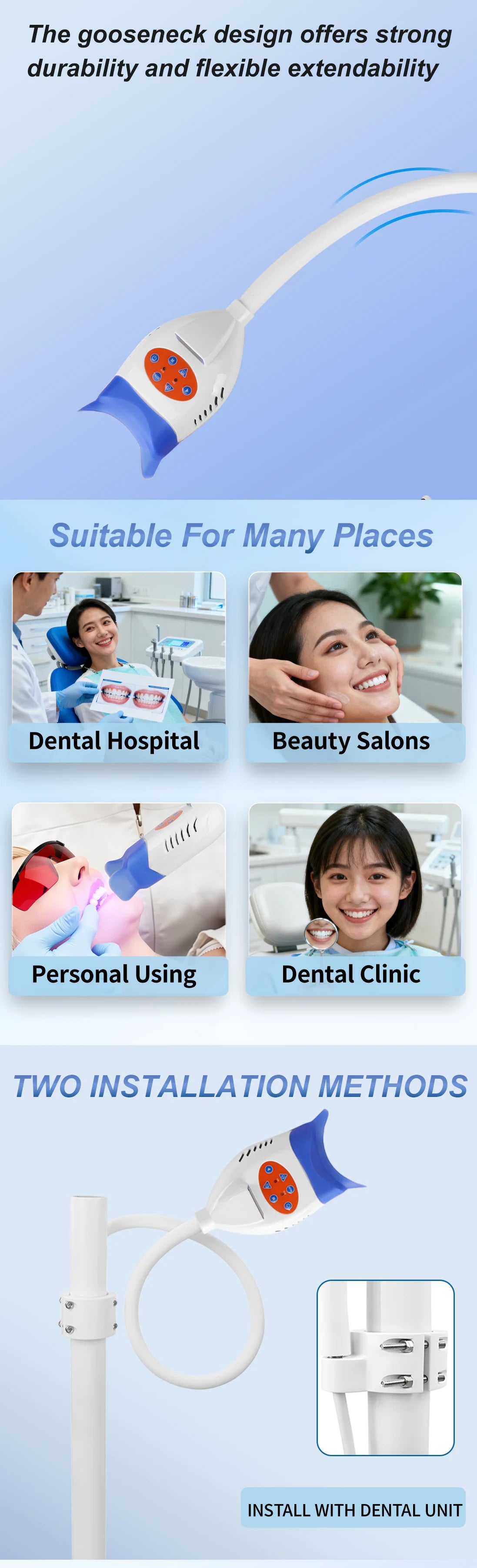 3 Colors Dental Teeth Whitening Lamp Accelerator Portable 8/10 LED Cold Light Teeth Bleaching Machine Teeth Whitening Light
