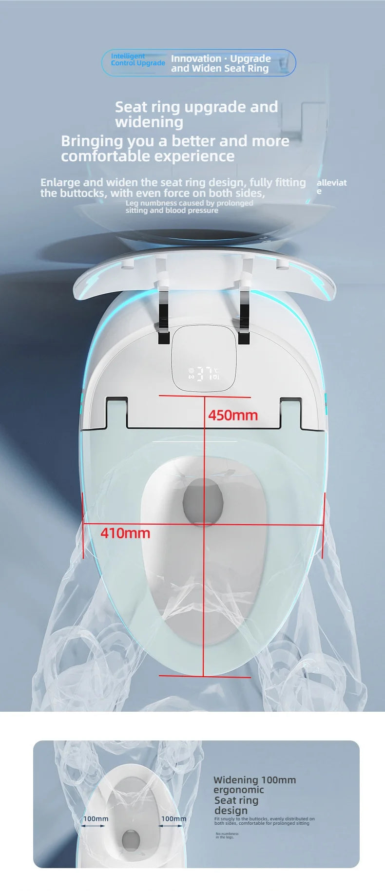 Luxury Automatic Smart Toilet, Ceramic Floor-to-ceiling Smart Toilet With Remote Control Function