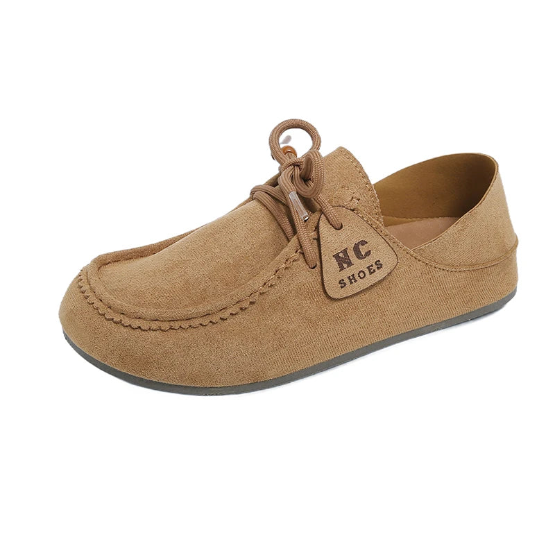 Fashion Brand Shoes Woman 2025 Autumn New Vintage Suede Loafers Pumps Women's Casual Flats Shoes British Style Flat Single Shoes