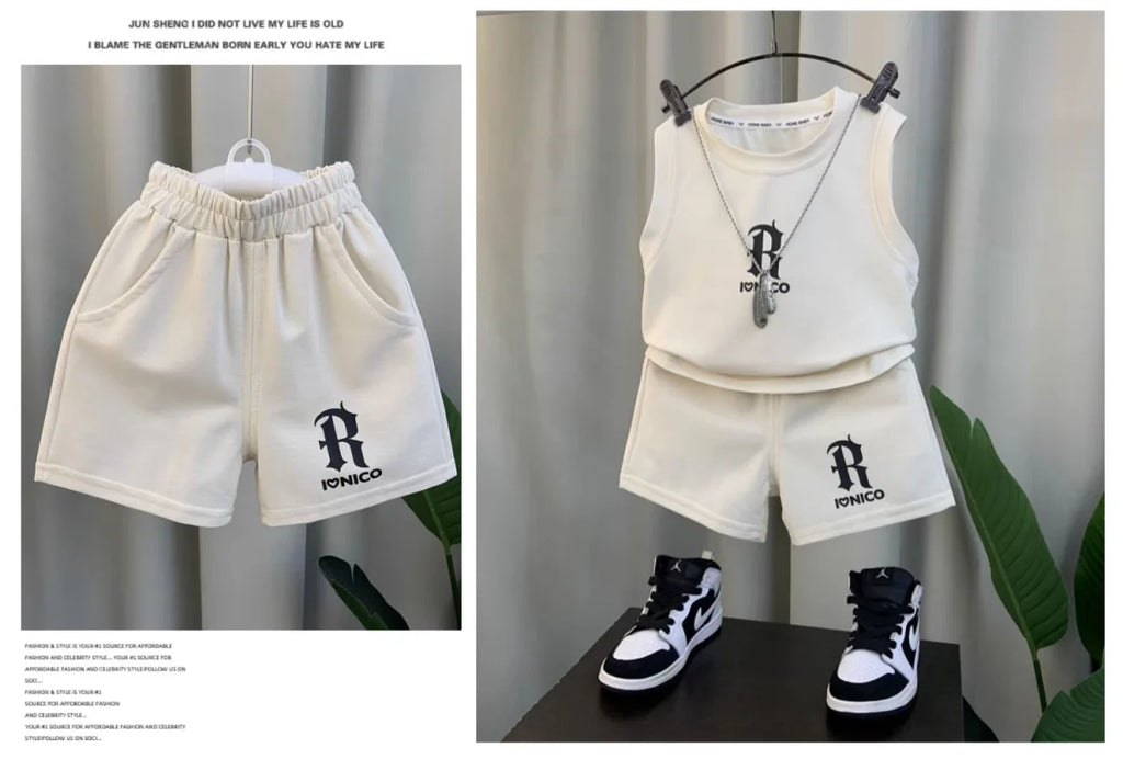 Children's Summer Clothing Set 2026 New Fashionable Boys and Babies Sleeveless T-shirt Shorts 2-Piece Girls' Casual Sports Set