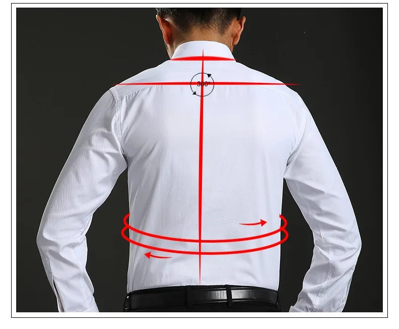 2025 Classic Regular Fit White French Cufflinks Men's Business Dress Long Sleeve Shirt Lapel Men Social Shirt