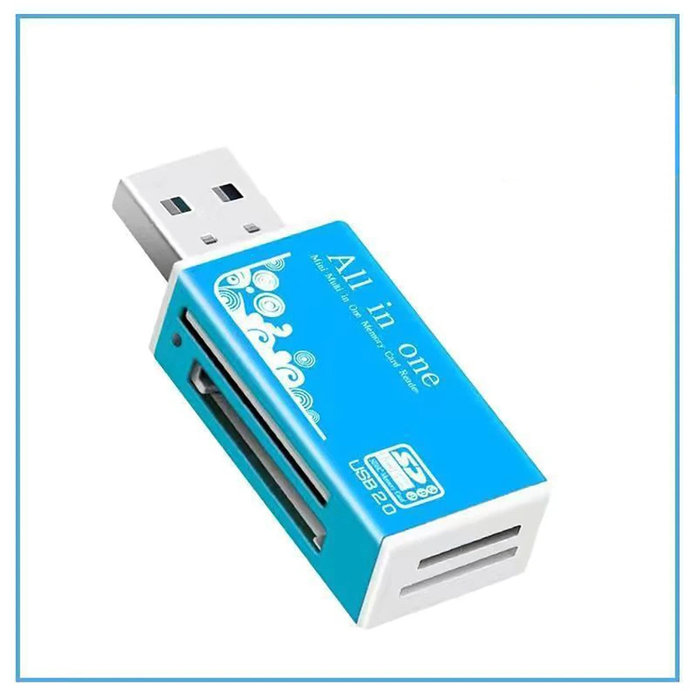Alloy Card Reader 4 Ports USB2.0 Micro SD TF M2 MS Pro Duo MMC SDHC DV Phone Camera Memory Card Adapter with LED Indicator