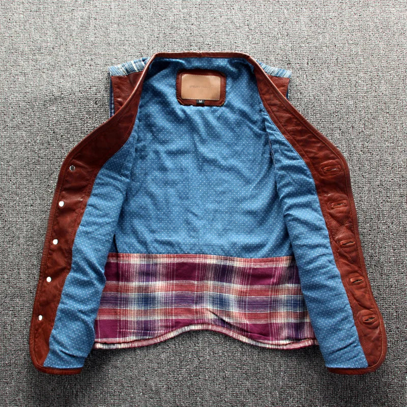 Men's All Season Genuine Leather Vest Sheepskin Sleeveless Jacket Fashion Casual Outerwear