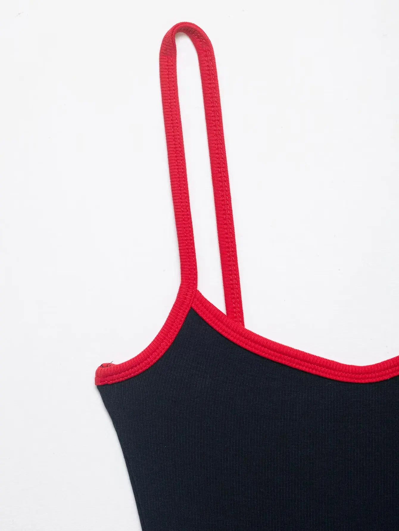 Women's Jumpsuit 2026 Summer New Cute Hot Girl Style Fashion Round Neck Color-Blocked Piping Straps Cotton Blend Fabric