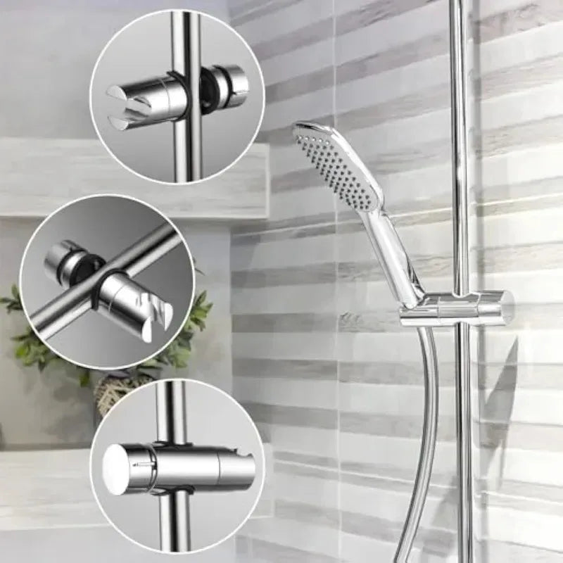 Universal Shower Head Holder Adjustable Showers Head Holder Clamp with Rotation for Bathroom Rail Mounting Shower Head
