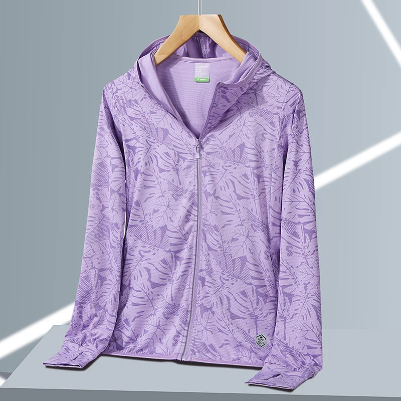 UPF45 UV Sun Protection Clothing Women's Zip Up thin Hoodie Long Sleeve Seatshirt Light Outdoor Fishing Running Hiking Jacket