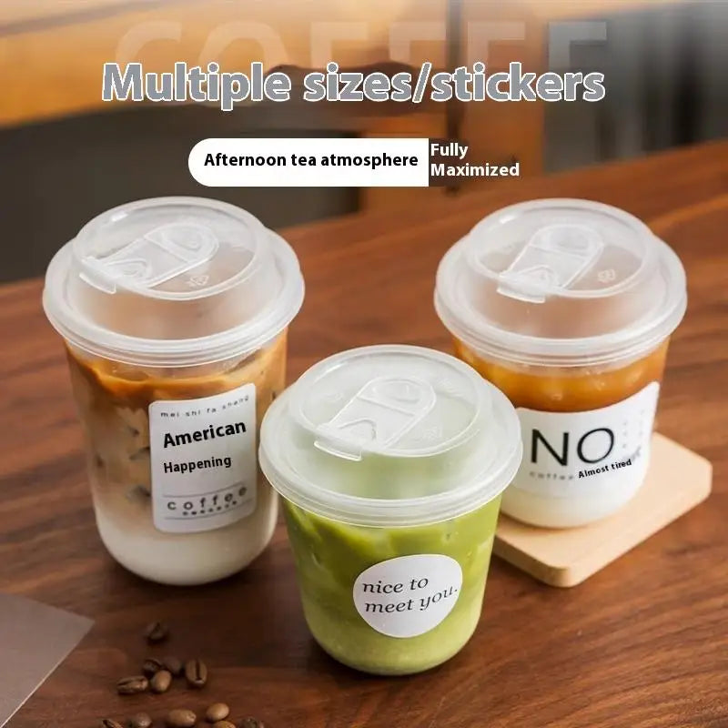 10pcs Transparent Coffee Cups With Lids U-shaped Disposable Cups For Hot Drink Milk Tea Takeaway Beverage Cups B.H