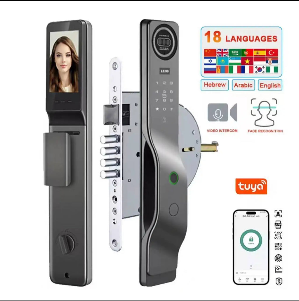Smart Automatic Israeli 6590 Mortise Lock Body Round Head Square Bolt Replacement for Old Security Door Fingerprint Lock