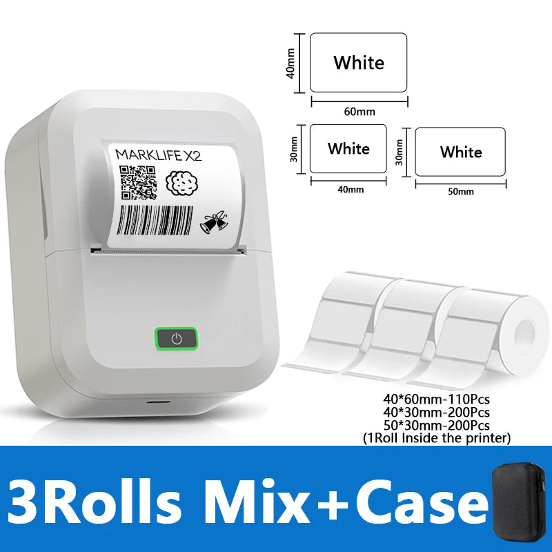 Marklife X2 Mini Portable Label Printer 2Inch Handheld Thermal Printer Mobile Bluetooth Wireless Adhesive Label Labeling Machine