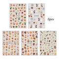 5pcs Autumn Maple Animals 3D Nail Art Stickers Squirral Ginkgo Fall Leaves Fox Bears Honey Pattern Nail Decal DIY Manicure Decor