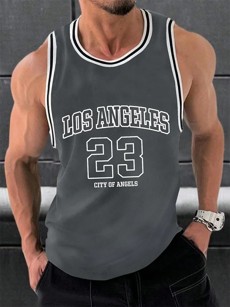 Summer Daily Urban Casual Men's Tank Top Fitness Exercise Breathable Men's Tank Top Outdoor Street Fashion Men's Tank Top