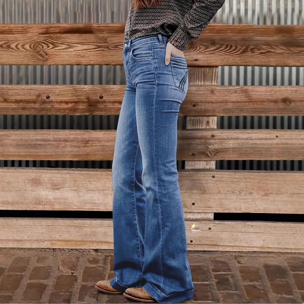 Denim Pants Women Solid Spliced Jeans Slim Fit Streetwear Pockets Floor Length Trousers Distressed Skinny Lady Elegant Autumn