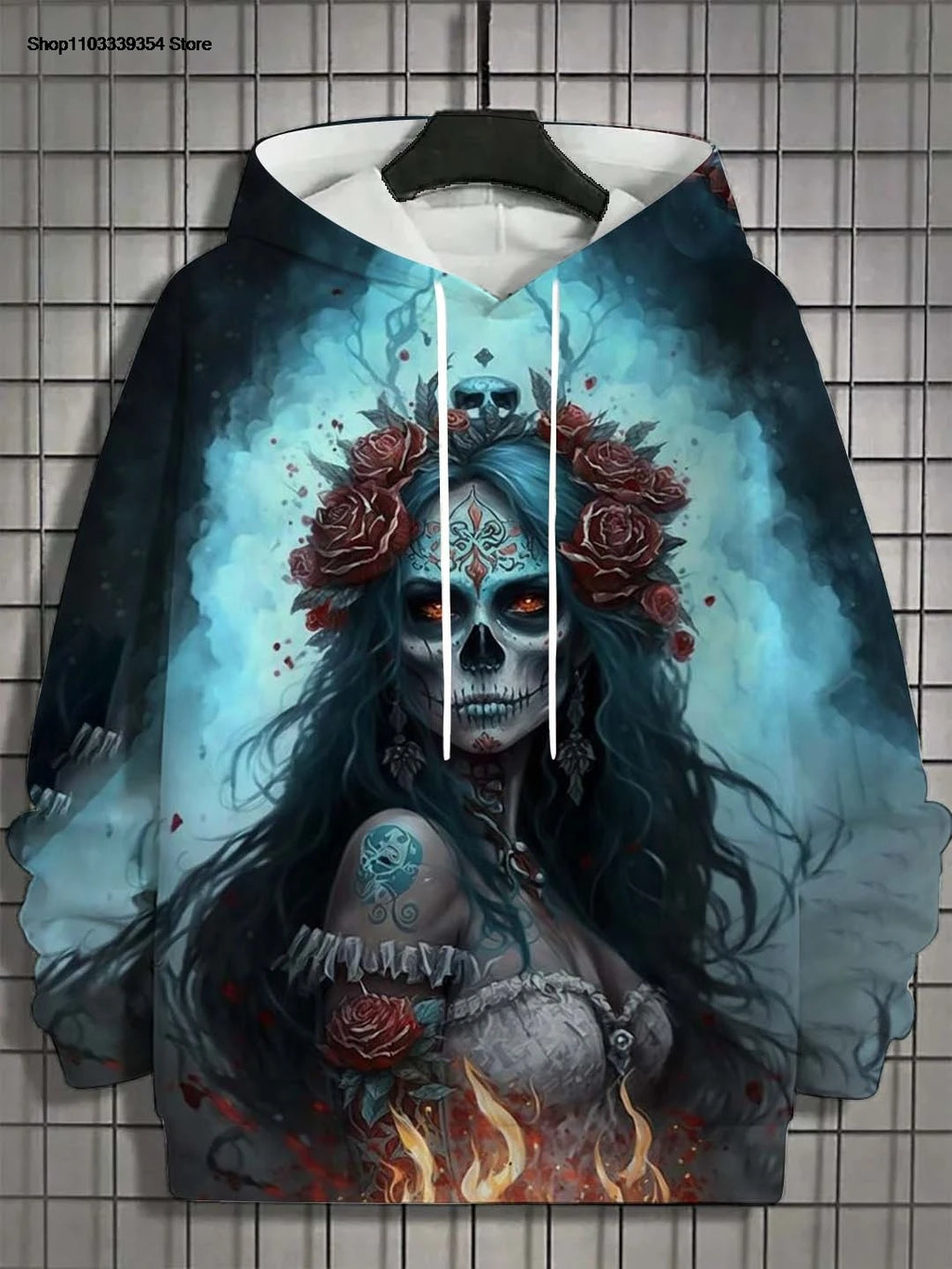 Women's Hoodie for Girls Autumn Fashion Men's Long Sleeve Tops Casual Women Clothes Horror Undead Woman Pattern 3D Unisex Tops