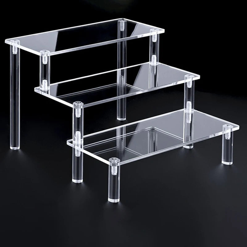 1-5 Tier Acrylic Display Stand Perfume Doll Clay Figurine Blind Box Storage Rack Transparent Ladder Makeup Organization W-2