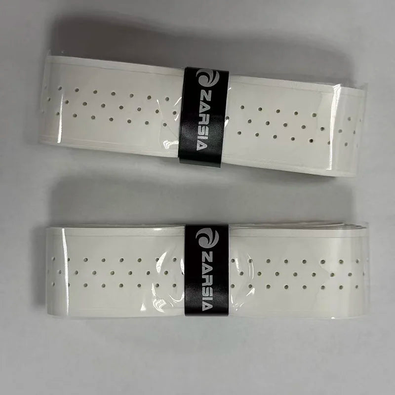 ZARSIA Perforated PU Leather Sweatband Tennis Badminton Racket Overgrip Wear-resistant Non-slip 2PCS