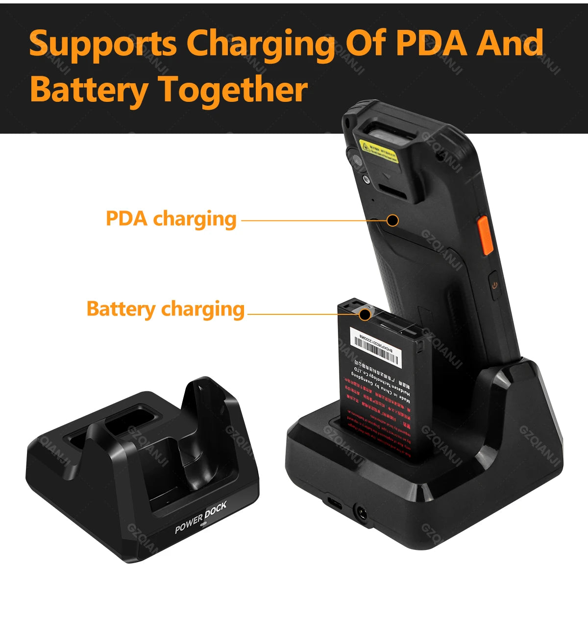 Android 14 Data Collector Wireless Wifi Bluetooth Handheld Terminal 1D 2D QR Barcode Scanner 3+32GB Running With Charger Station