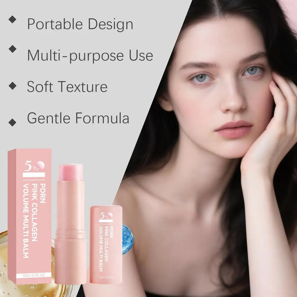 PDRN Pink Collagen Volume Multi Balm Stick Hydrating Wrinkle Cream NAD Stick for Face,Under Eyes, Lips Fine Lines, Firming Care