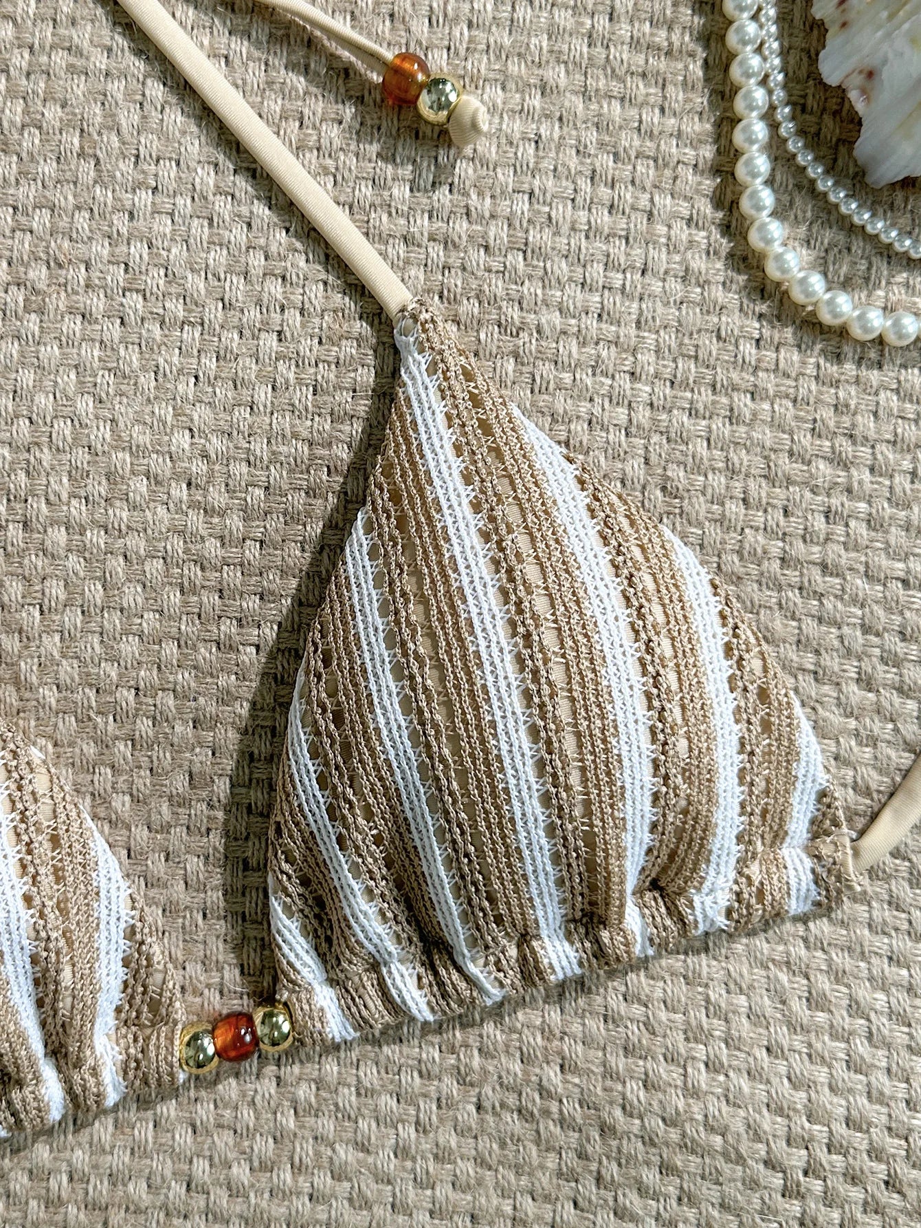 2026 Summer Women's Striped Knitted Solid Color Bikini Set Sexy Fashion Beach Vacation Bandage Swimsuit