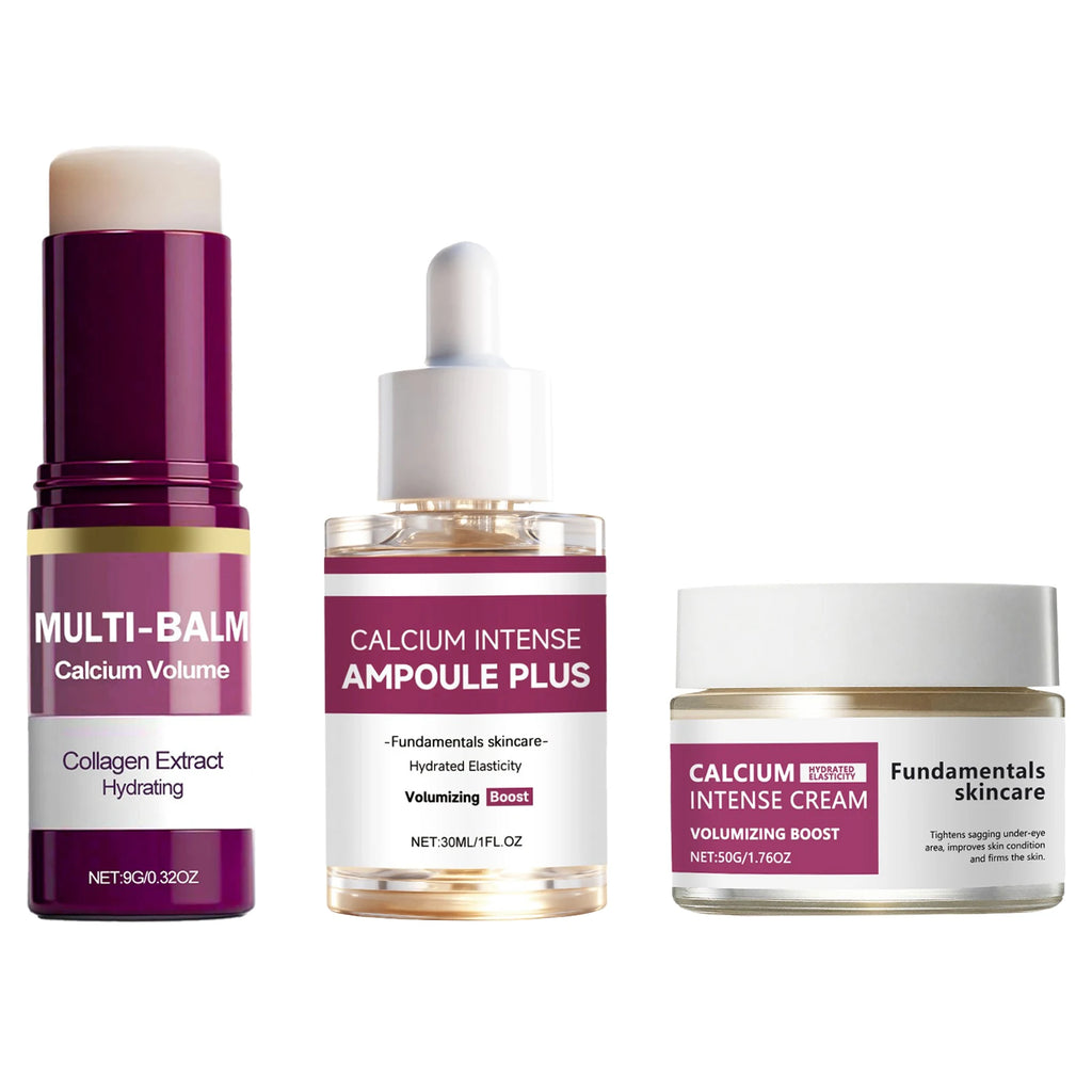Korean Calcium Skincare Set Multi Balm Stick Cream Serum Eye Patches Moisturizing Anti Aging Reduce Fine Lines Pore Daily Care