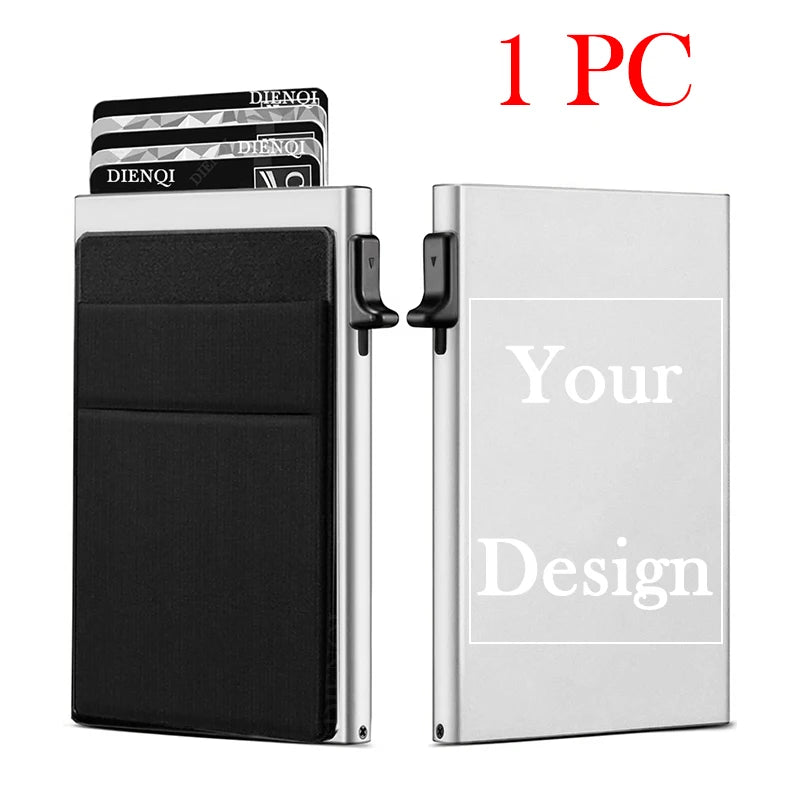Engraved Rfid Credit Card Holder Smart Wallet Customized Slim Metal Pop Up Personalized Bank Cardholder Wallets for Men Women