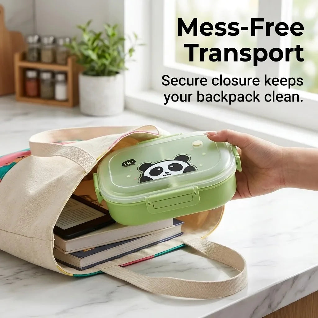 Microwaveable Plastic Lunch Box With 3 Compartments Cartoon Kids Divided Bento Box Portable Food Storage Container School Picnic