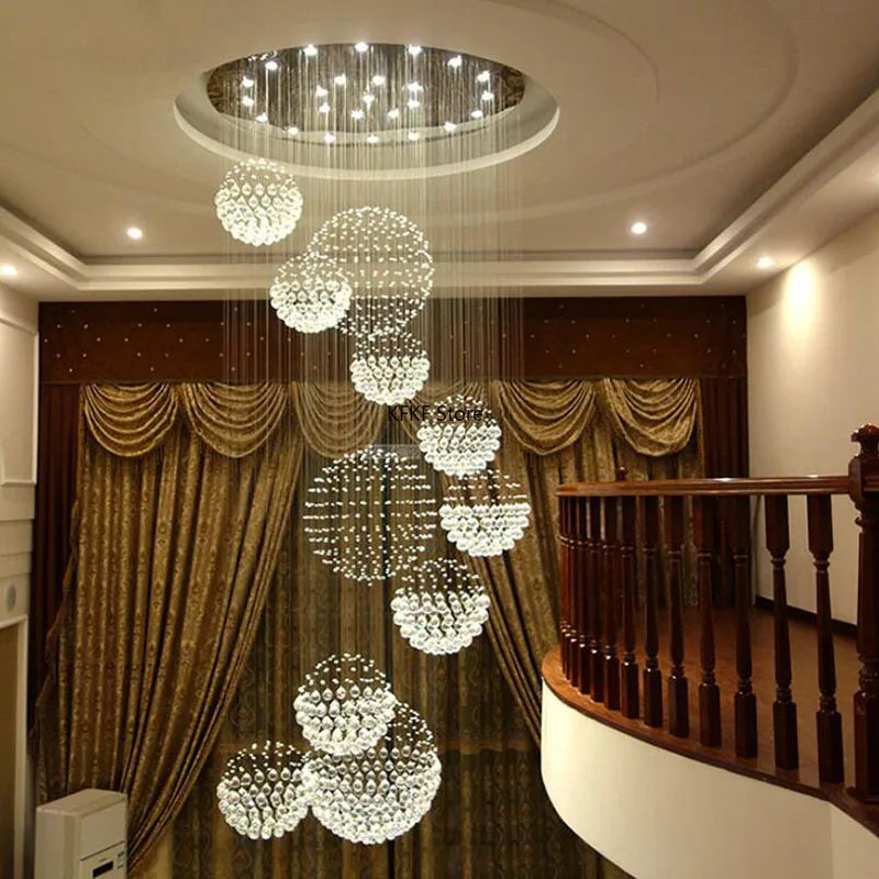New Modern Crystal Led Chandelier Item Large Villa Salon Ceiling Lights Hotel Kitchen Staircase Living Room Decor Pendant Lamp