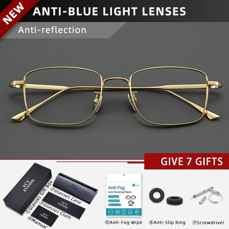 CLLOIO Pure Titanium Wire Retro Half Frame Glasses Men Women Fashion Reading Glasses Optical Prescription Progressive Eyeglasses