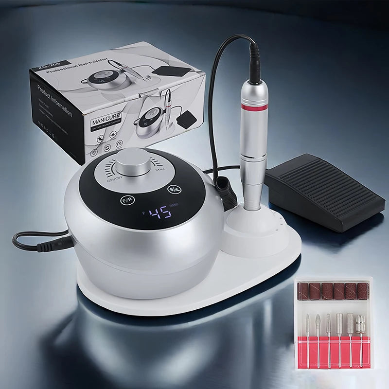 45000RPM Professional Manicure Drill Machine Electric Nail Lathe Sander File for Gel Nails Polishing Home Manicure Salon Tools