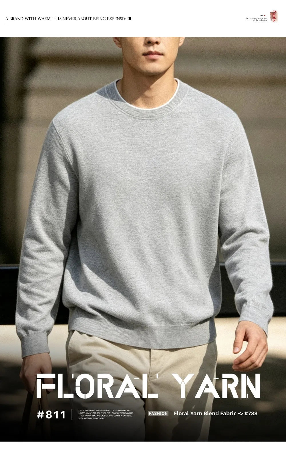Men's Light Grey round Neck Knitted Sweater Long Sleeve Basic Style Commute Knitted Base Shirt Casual Comfortable Lenzing Fabric