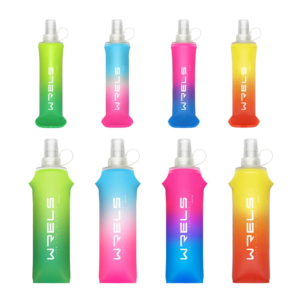 Sport Water Bottle TPU Folding Soft Flask Drink Portable Water Bottle High Flow Running Hiking Bicycle Fitness Water Bag