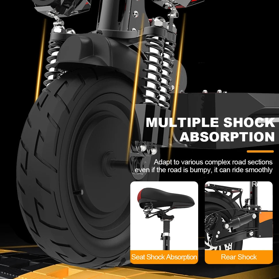 75km Long Range Electric Scooter 20Ah Battery 65km/h Top Speed Street Tires Adults Scooter Long battery life for commuting