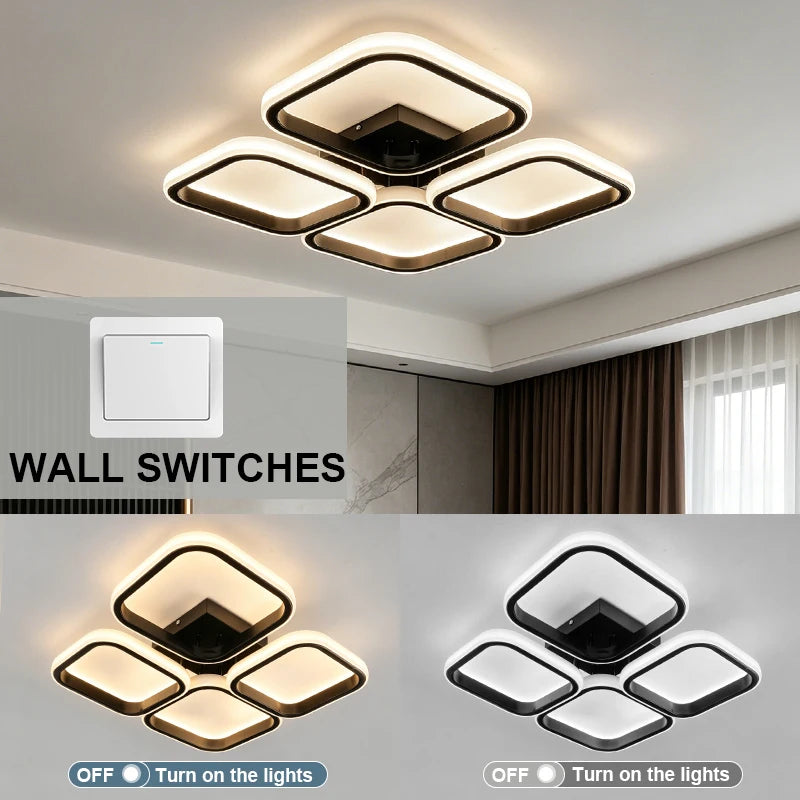 LED Ceiling Light Indoor Chandelier Square round Lamp for Living Room Bedroom Hallway - Energy Efficient Lighting Fixture