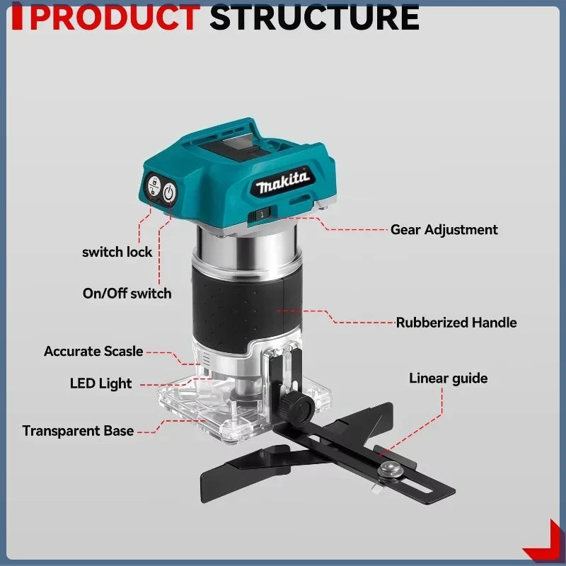 DRT50 Makita Cordless Trimmer Rechargeable Trimming Machine Brushless Slotting Tool Milling Woodwork Engraving Machine