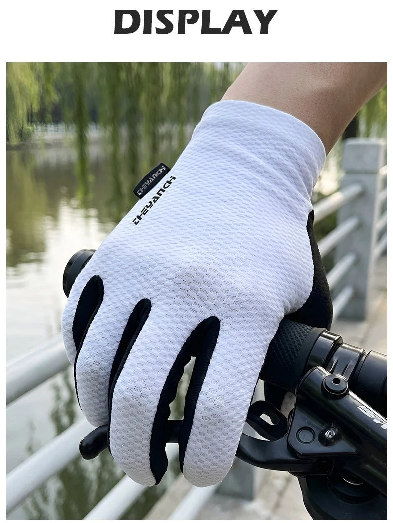 LOOGDEEL Cycling Gloves SBR High Elasticity Shock Absorption Cycling Gloves Lightweight Breathable Non-slip Full-Finger Gloves
