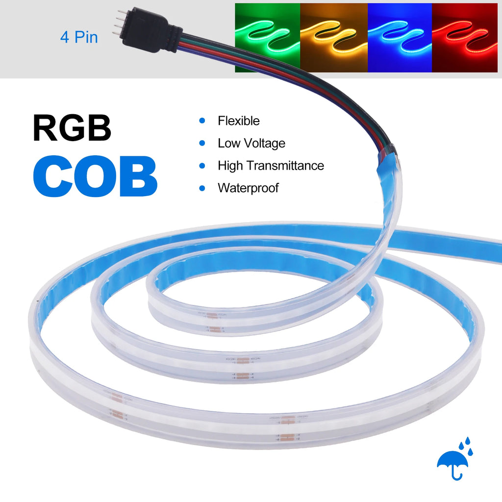 IP67 Waterproof IP21 RGB COB LED Strip DC 12V 24V 576 840LEDs/M TV BackLight Home Decoration Led Tape Diode Flexible Ribbon