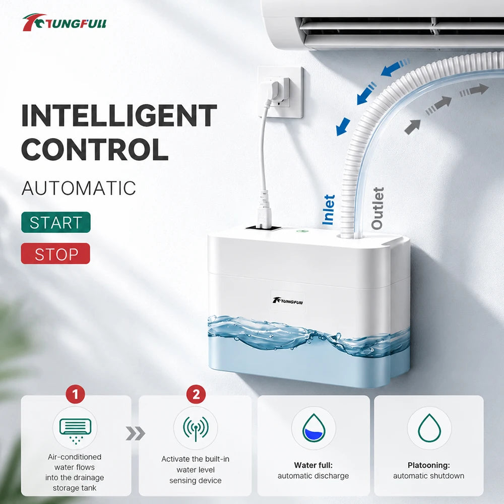 TUNGFULL 220V Air Conditioning Condensate Drain Pump Automatic 1‑3P/1‑5P Air Conditioner Pump With 5M Water Hose