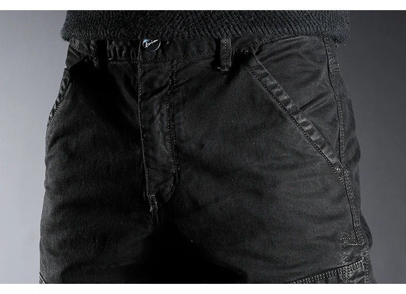 Streetwear Fashion Men Jeans Elastic Stretch Slim Fit Spliced Designer Casual Cargo Pants Hombre Hip Hop Joggers Men Overalls