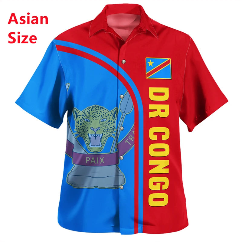 New Summer 3D Congo National Flag Printing Mens Shirt Graphic Short Sleeves Women Clothing Fashion Harajuku Tops Man Shirt Tees
