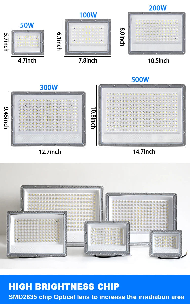 Led Floodlight Outdoor IP66 Waterproof 50W 100W 200W 300W 500W 220V Reflector LED Garden Lighting Street Lamp Wall Flood Lights