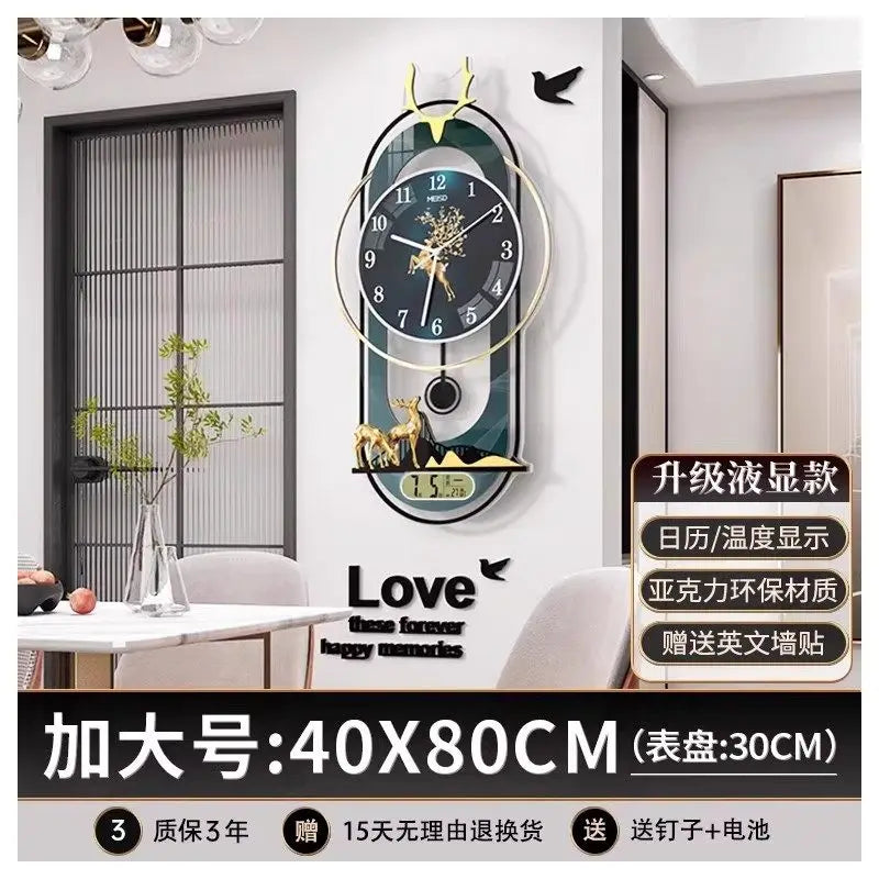 Luxury Wall Clock Living Room Modern Luxury Timepiece Creative Home Clock Wall Lamp Reloj Digital Pared Home Decoration Unusual