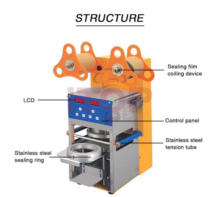 Automatic 400-600 Cups Per Hour Bubble Tea Cup Sealer Machine  Digital Full Drink Disposable Cup Sealer Making Machine