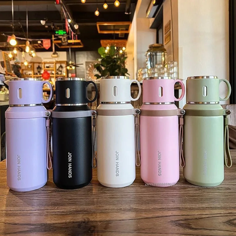 600ml/800ml Stainless Steel Coffee Cup Travel Thermal Mug Leak-Proof Thermos Bottle Tea Coffee Mug Office Business Style Thermos