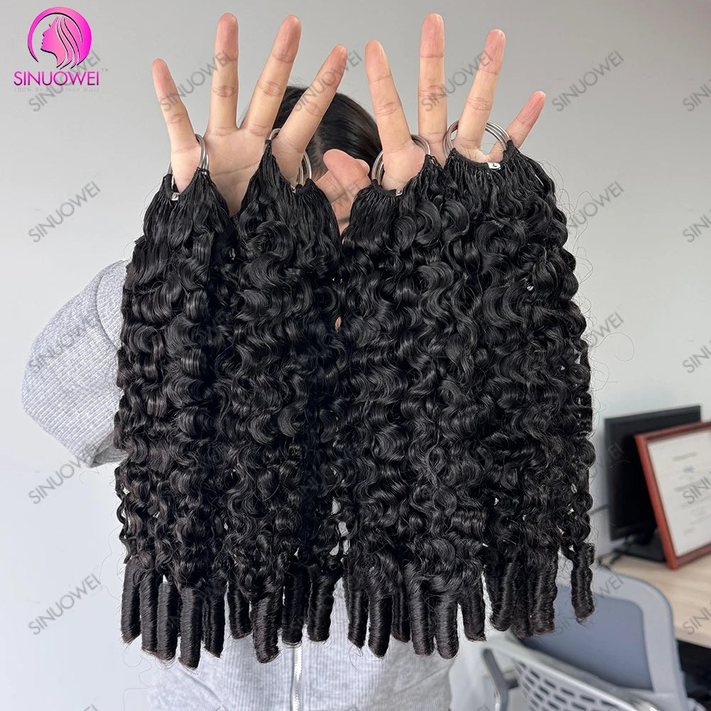 12A Burmese Curly Crochet Human Hair Bundle Pre-Separated Feather Crochet Hair Invisible Crochet Hair Extensions Wholesale Sales