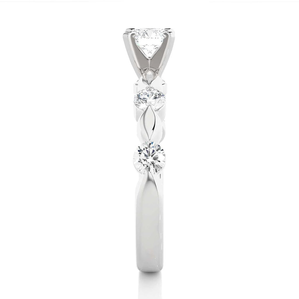 Trending Lab Made Diamond Five Stone Ring Yellow Rose White Gold Plated Leaf Nature Inspired Design VVS1 Clarity Diamond Rings