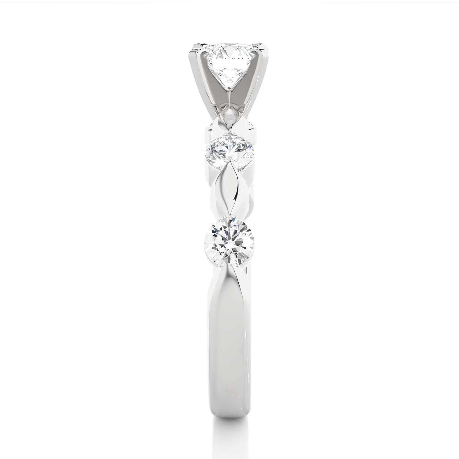 Trending Lab Made Diamond Five Stone Ring Yellow Rose White Gold Plated Leaf Nature Inspired Design VVS1 Clarity Diamond Rings